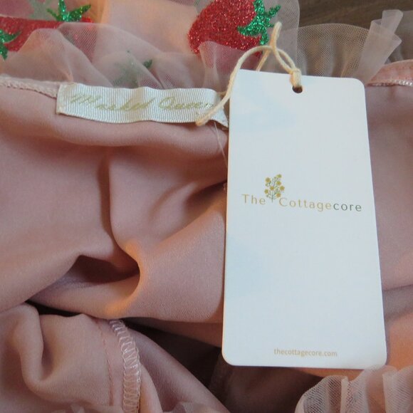 MASKED QUEEN COTTAGECORE Strawberry Tulle Midi Dress Coquette Whimsy Retro NWT - Picture 14 of 14